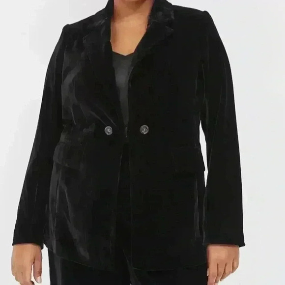Lane Bryant women’s Velvet Black Blazer Pockets Relax Fit  22‎ - Picture 1 of 10
